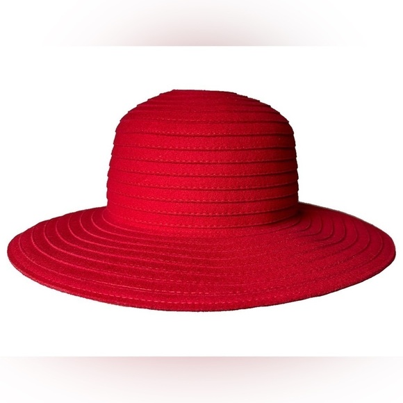 Vintage Scala Red 100% Wool Floppy Felt Soft Sun Beach Hat 14 Inches - Picture 6 of 10
